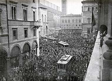 A pro-war demonstration in Bologna, 1914 – courtesy of Wikipedia