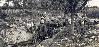 Provisional Italian trenches near Case Ruei following the retreat from Caporetto – courtesy of Wikimedia Commons
