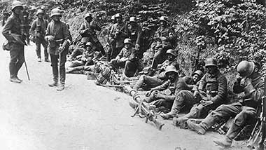 German assault troops resting at the battle of Caporetto – courtesy of Wikimedia Commons