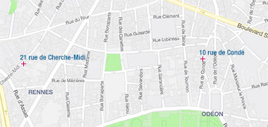 Part map of Paris showing the two addresses courtesy of Bing maps