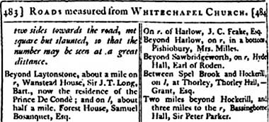 Directory entry showing the ownership of Wanstead House by the Prince de Condé, 1803