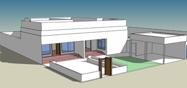 The second of two alternative locations for an external majlis and baraha for a traditional house