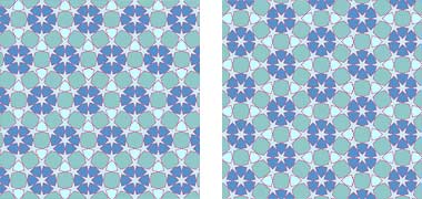 Two different effects created by rotating the pattern through 90°