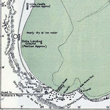 Detail of Doha bay map, 1937 – Courtesy of Qatar Digital Library