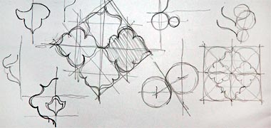 Originating sketch for a cursive pattern