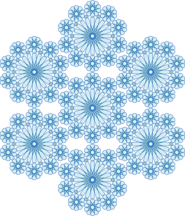A grouping of seven ten-pointed stars