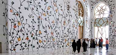 Decoration of the wall and floor in the Grand Mosque, Abu Dhabi – with permission from the designer, Kevin Dean