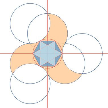 Illustration of the hexagon and star inserts within the spinning Alhambra pattern