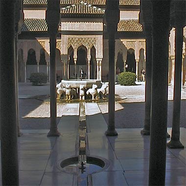 A view of the Court of the Lions in the Alhambra, Granada