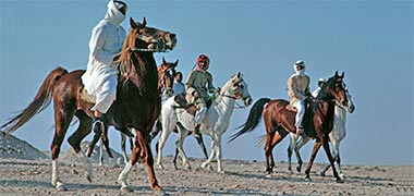 Badu horsemen in the desert, 1973
