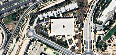 An aerial view of the Mujadilah mosque – courtesy of Google maps