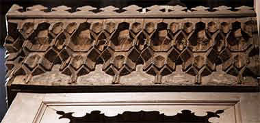 A detail of pendentives at the top of a minbar in the Victoria and Albert museum