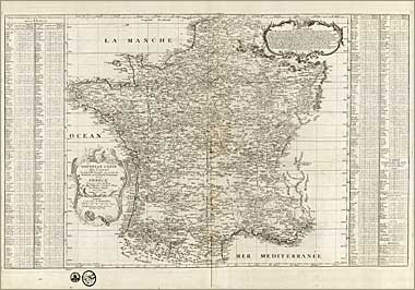A map of France drawn by Giovanni Domenico Cassini