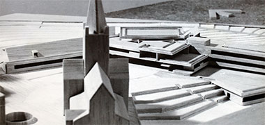 North-east aerial view of the balsawood model