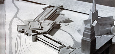 South-east aerial view of the balsawood model