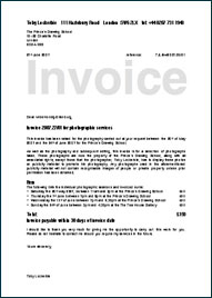 An invoice with large font use
