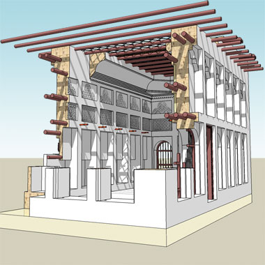 A notional sketch of a traditional construction