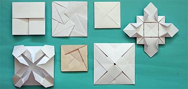 folded paper studies for square elements suited to linking