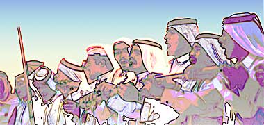 Bedouin dancing at a traditional razeef
