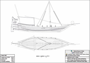 Orthographic plan and profile view of the batil – permission requested