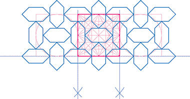 The lozenge pattern superimposed