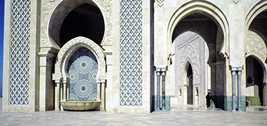 A detail of the arches near the entrance to the mosque