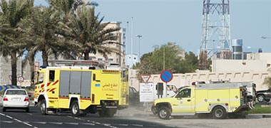 Emergency vehicles responding to a shout at Rumaillah, 2008