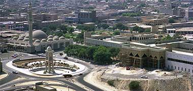 An aerial view looking south-west of the Diwan al Amiri in 1972