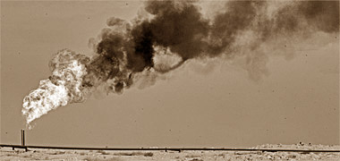 Gas being flared in the desert