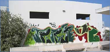 Graffiti on an old school wall