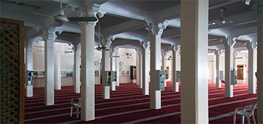 The interior of the mosque in the centre of the suq