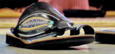 An expensive sandal worn by a Saudi