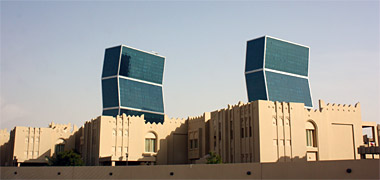 Twin towers and traditional styles in the New District of Doha