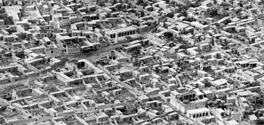 An aerial view of the centre of Doha, 1952, showing the urban grain